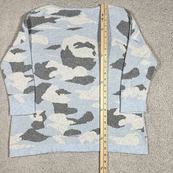 Kinross Cashmere Sweater Womens S Blue Camo Print Pullover Preppy - Picture 13 of 14